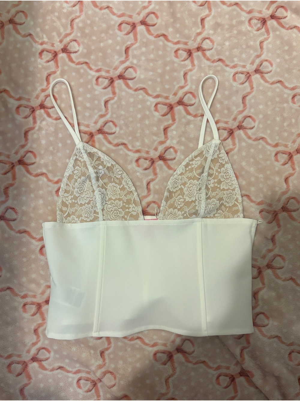 Edikted White Lace Bustier Tank Top